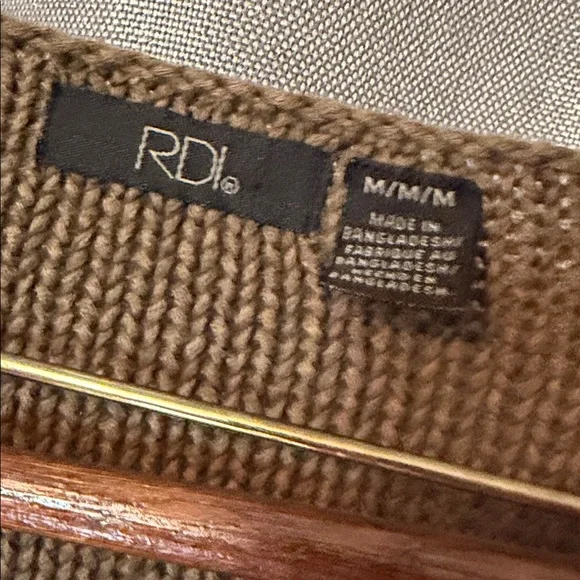 RDI Army Green Knit Sweater with Suede Elbow Patches - Picture 6 of 6